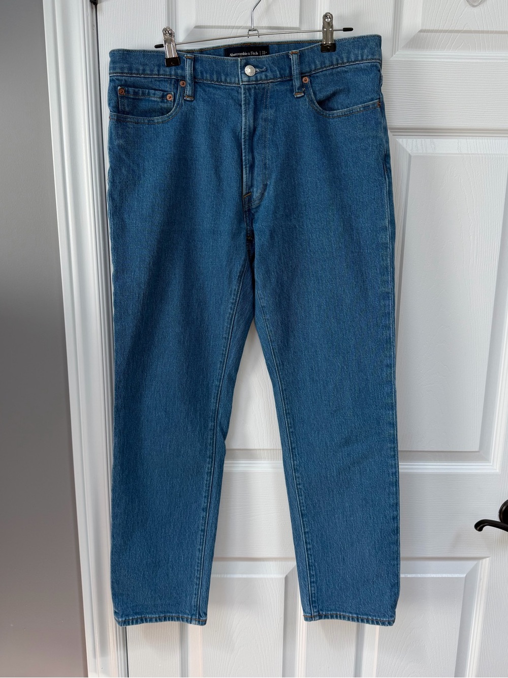 Abercrombie & Fitch Straight-Leg Denim Jeans in Medium Blue